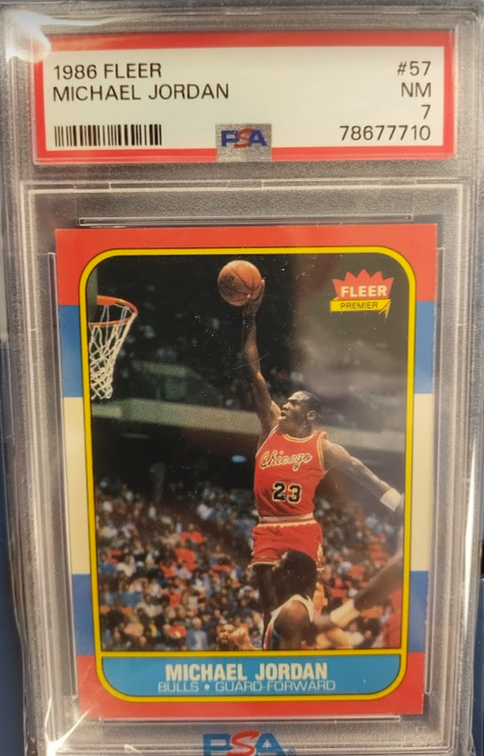 1986-87 Fleer #57 Michael Jordan Rookie Card (RC), Graded PSA 7 - Iconic NBA Collectible