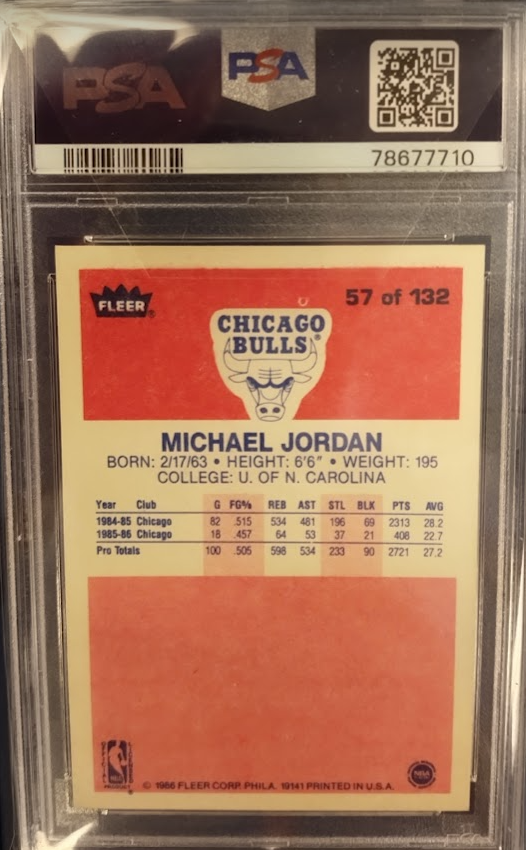 1986-87 Fleer #57 Michael Jordan Rookie Card (RC), Graded PSA 7 - Iconic NBA Collectible